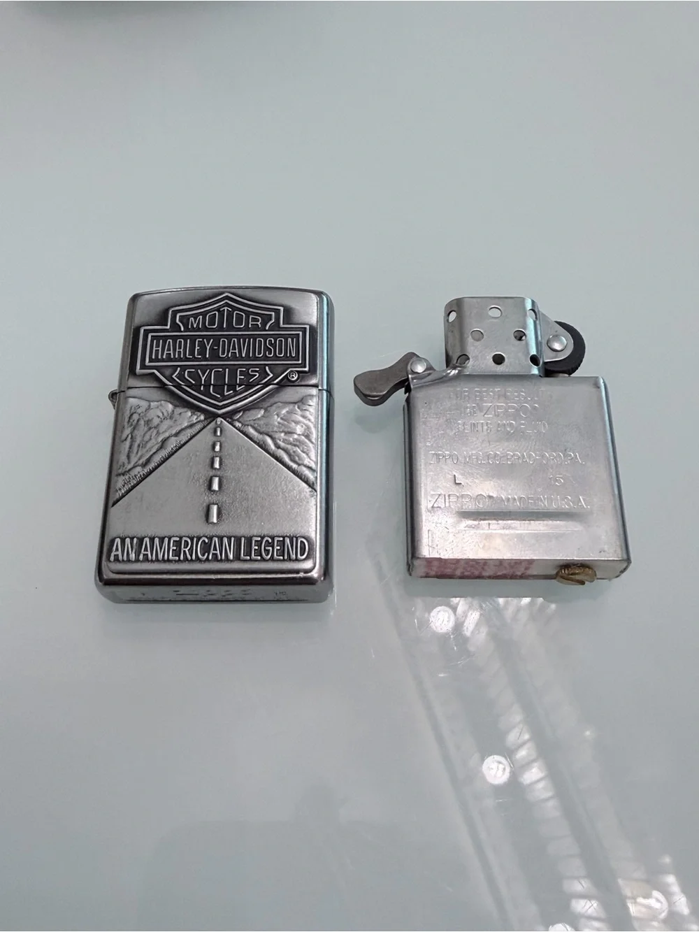 Zippo Harley-Davidson Lighter 2015 W Leather Belt Pouch, Wallet & Flints Bundle